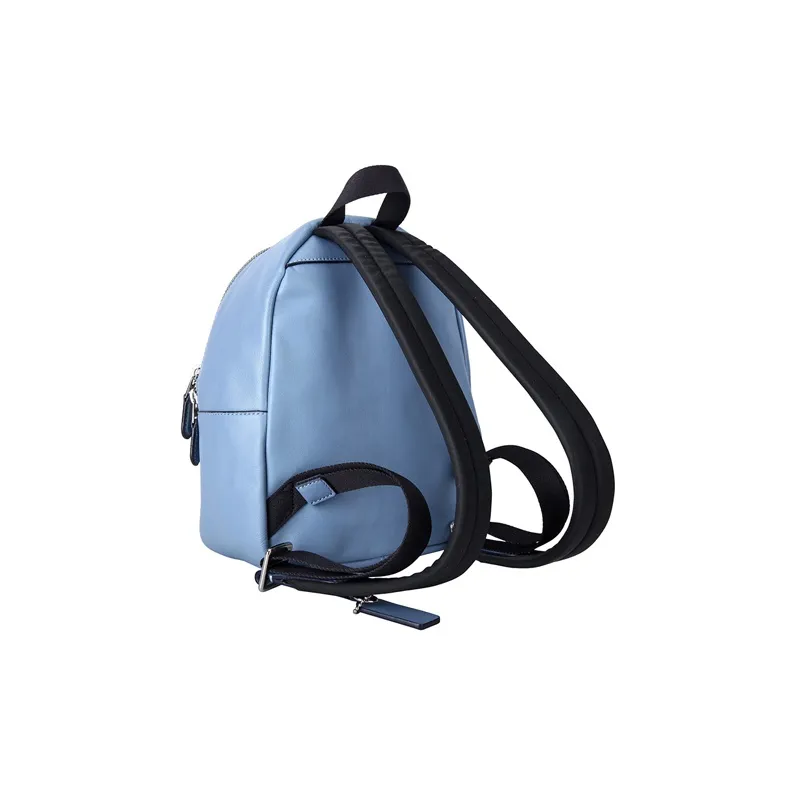 COACH Charlie Coated Canvas Backpack Mini Women's Light Khaki Monogram With Blue Accents-2