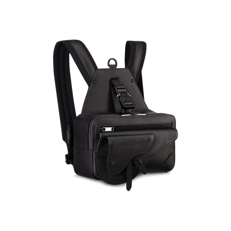 DIOR Saddle Cow Leather Backpack Unisex Black-1