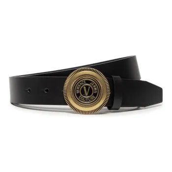 VERSACE JEANS COUTURE Cow Leather Belts Men's Black Width  3.5cm