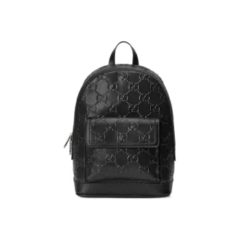 GUCCI Leather Backpack Unisex Black