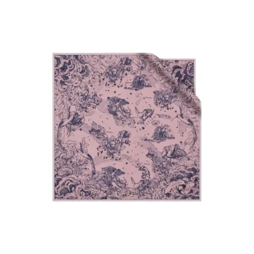 DIOR Silk Scarves Women's Pink And Marine Blue