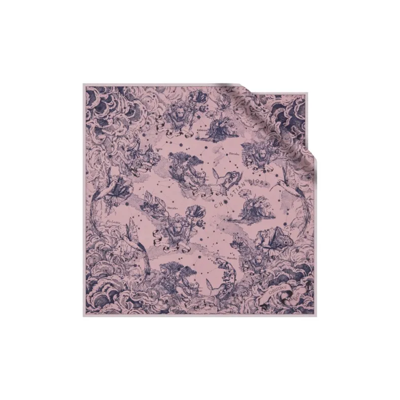 DIOR Silk Scarves Women's Pink And Marine Blue-0