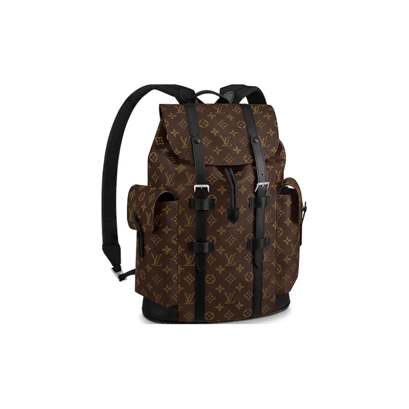 LOUIS VUITTON CHRISTOPHER Canvas With Leather Backpack Medium Size Men's Brown-0