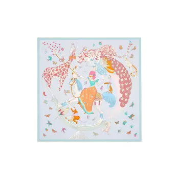 HERMES Silk Scarves Unisex Light Blue