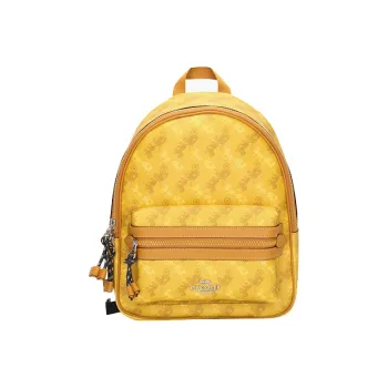 COACH Leather Backpack Medium Size Women's Candy Yellow