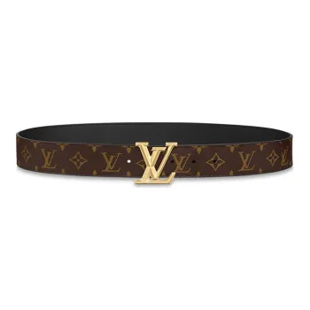 LOUIS VUITTON Logo Letter Embossed Smooth Buckle Cow Leather Metal Canvas Leather Belts Men's Brown Width  4cm