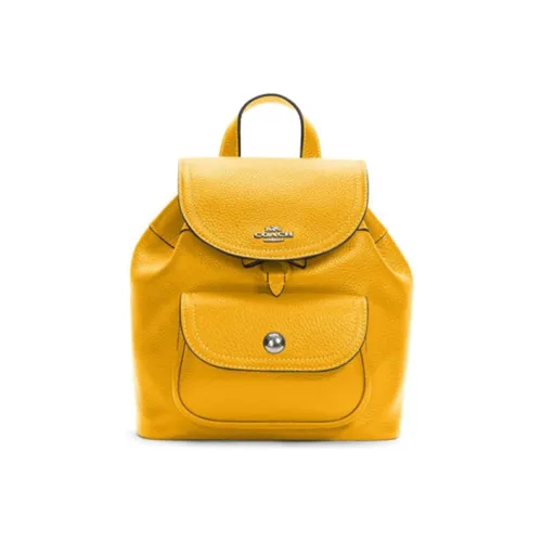 COACH Pennie Leather Backpack Small Size Women's Ginger Yellow