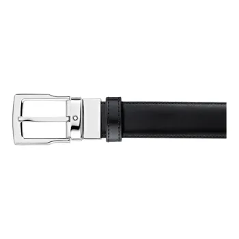MONTBLANC Leather Belts Men's Black Width 3cm