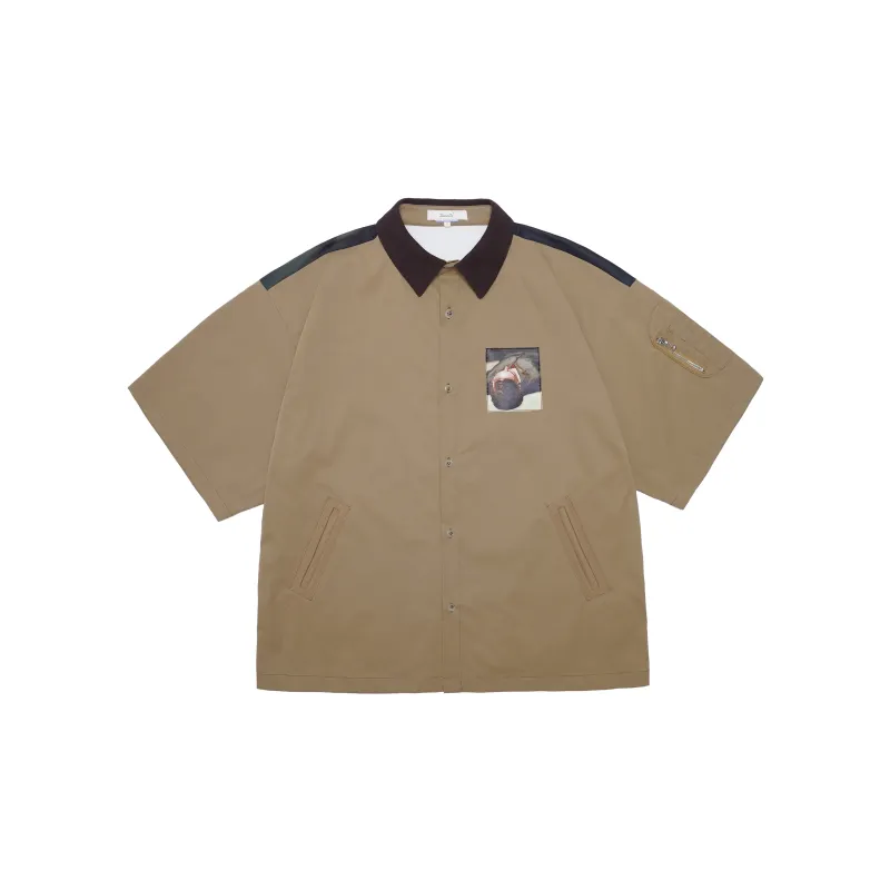 UNVESNO SS21 Figure Print Shirt Spring Summer Unisex Brown-1