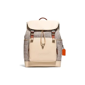 COACH Canvas With Leather Travel Bags Backpack Large Size Men's Beige