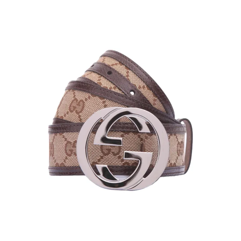 GUCCI Interlocking G Belt Supreme Gg Striped Leather-0
