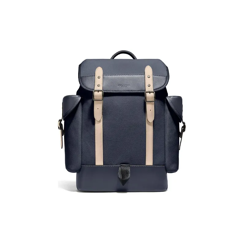 COACH Hitch Canvas With Leather Travel Bag Backpack Large Size Men's Blue-0