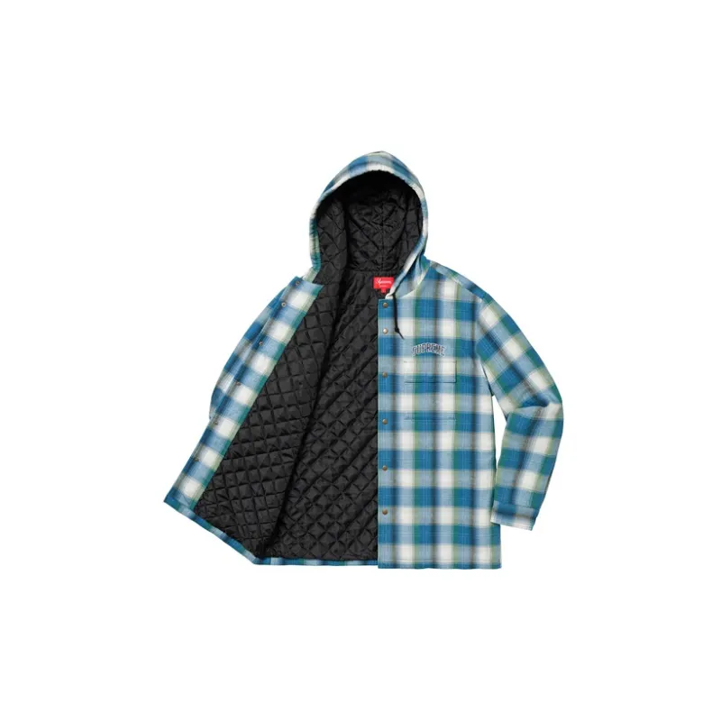 Supreme Quilted Hooded Plaid Shirt-1