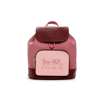COACH Jes Leather Backpack Medium Size Women's Pink Multicolor