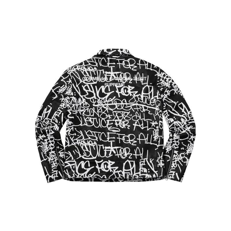Supreme Comme Des Garcons Shirt Schott Painted Perfecto Leather Jacket-1