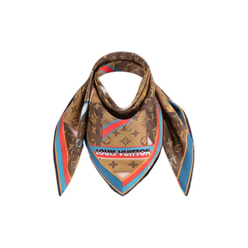 LOUIS VUITTON Silk Scarves Unisex Brown-1