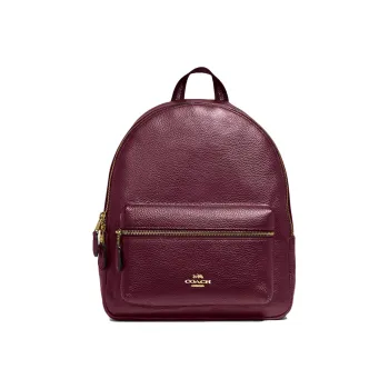 COACH Charlie Cow Leather Backpack Tubas Women's Burgundy