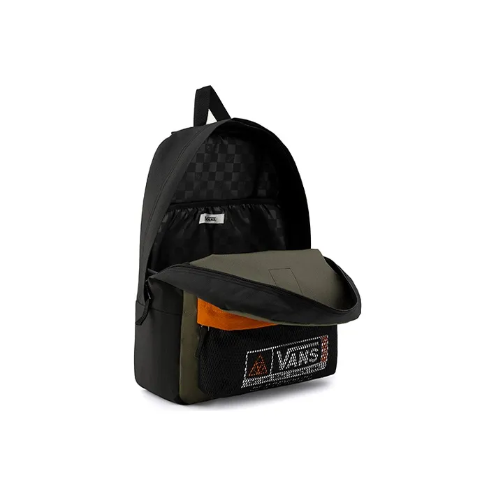 Vans Polyester Backpack Regular Unisex Black/Army Green-9