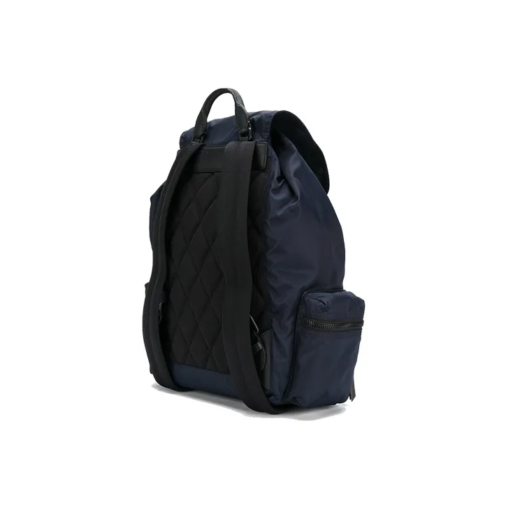 Burberry Nylon With Leather Backpack Large Size Unisex Dark Blue-4