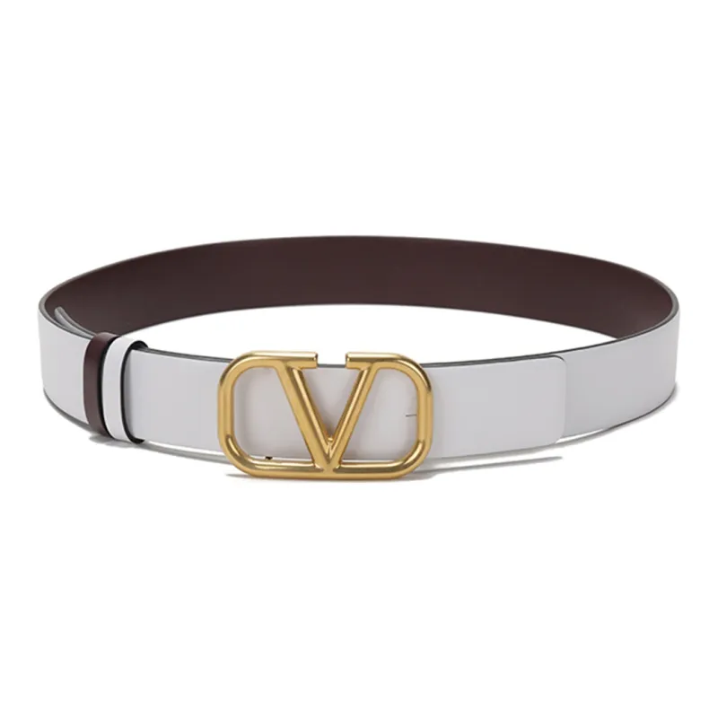 Valentino Leather Belts Women's White/Burgundy-2