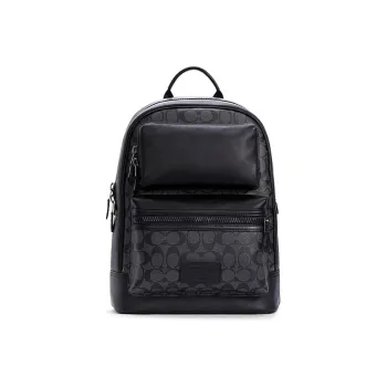 COACH Rider Fabric With Cow Leather Backpack Men's Black Gray