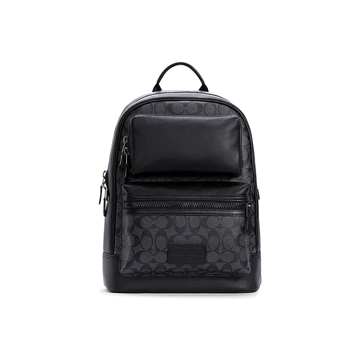 COACH Rider Fabric With Cow Leather Backpack Men's Black Gray-0