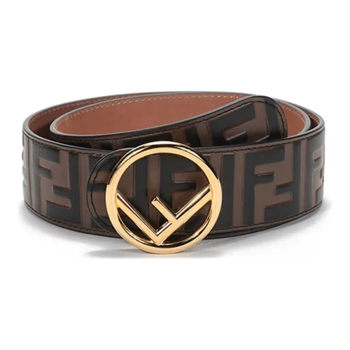 FENDI Leather Belt Women's Brown Black