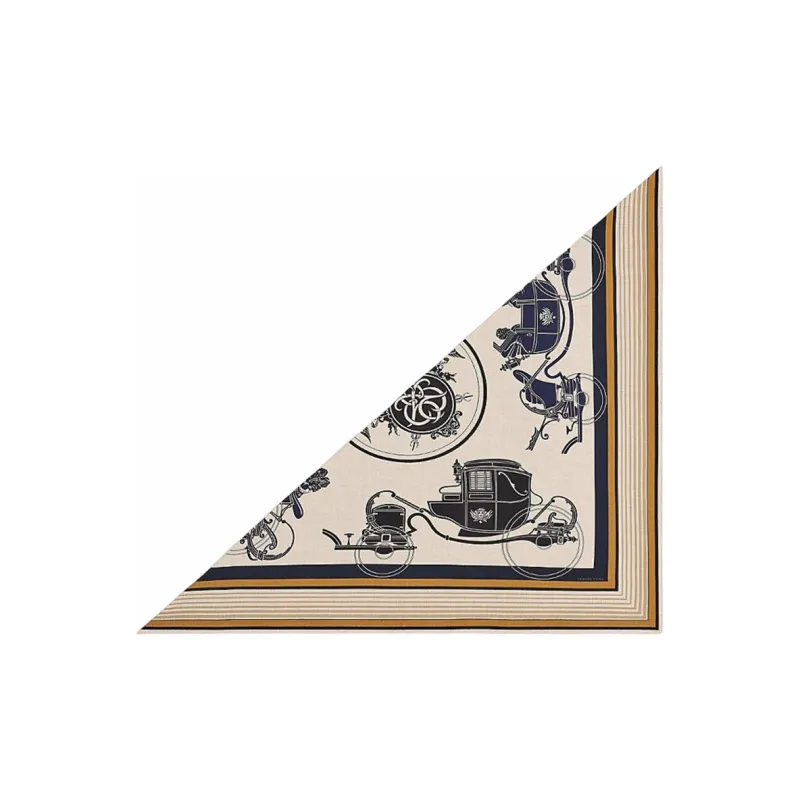 HERMES Book Collection Seal Silk Scarves Women's Beige-0