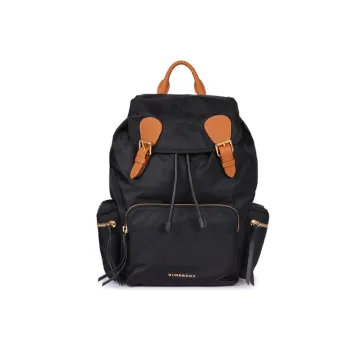 Burberry Polyamide Leather Backpack Large Size Women's Black