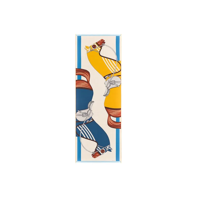 HERMES Silk Scarves Men Natural/Yellow/Marine Blue-0