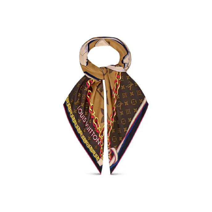 LOUIS VUITTON Tribute To Silk Scarves Women's Brown-1