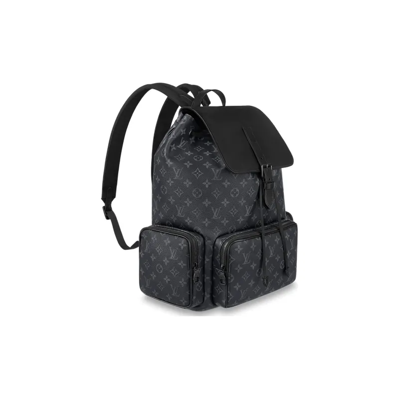 LOUIS VUITTON Trio Coated Canvas With Cow Leather Backpack Regular Men's Black-1