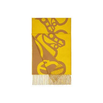 HERMES Knit Scarves Women's Yellow