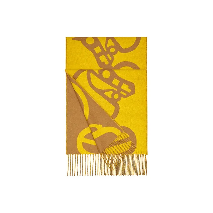 HERMES Knit Scarves Women's Yellow-0