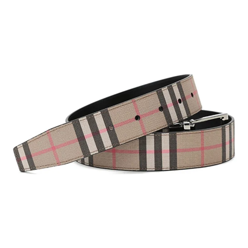 Burberry Check Pattern Reversible Buckle Belt-4