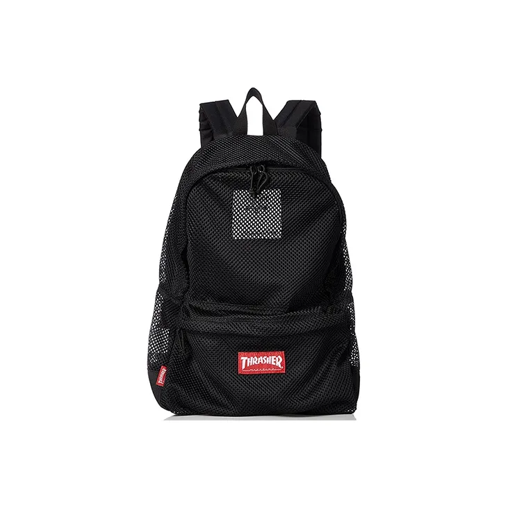 Thrasher Polyester Backpack Unisex Black Red-0