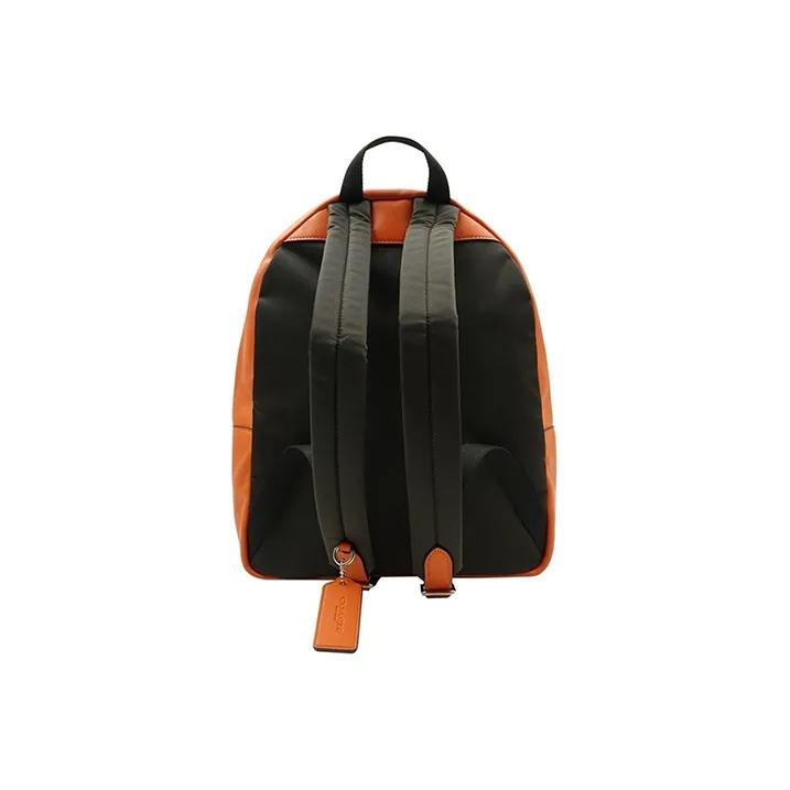 COACH Charlie Canvas With Leather Backpack Medium Size Women's Khaki Old Floral With Orange-1