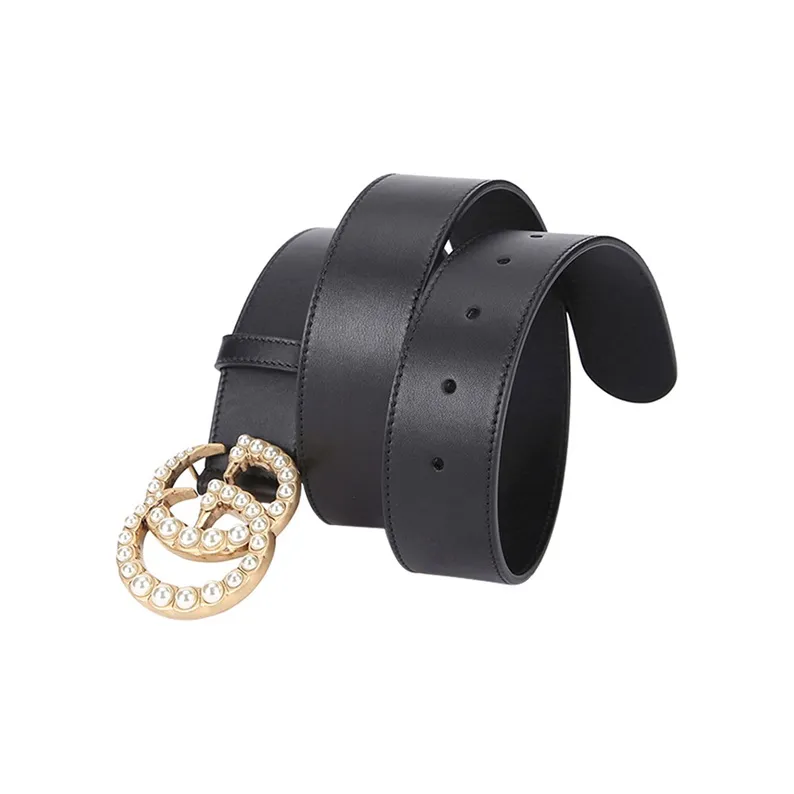 GUCCI Double G Wide Leather Belt Pearl Buckle 1.5 Width-1