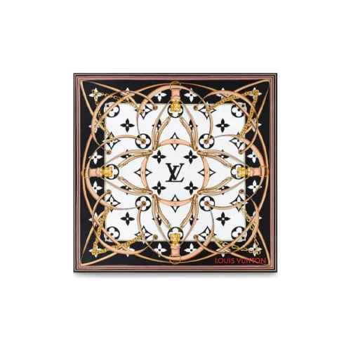 LOUIS VUITTON Silk Scarves Women's Black/White