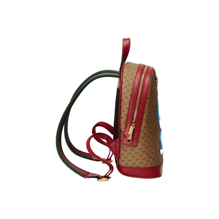 GUCCI Doraemon Collaboration Canvas With Leather Backpack Regular Unisex Ebony/Red-2