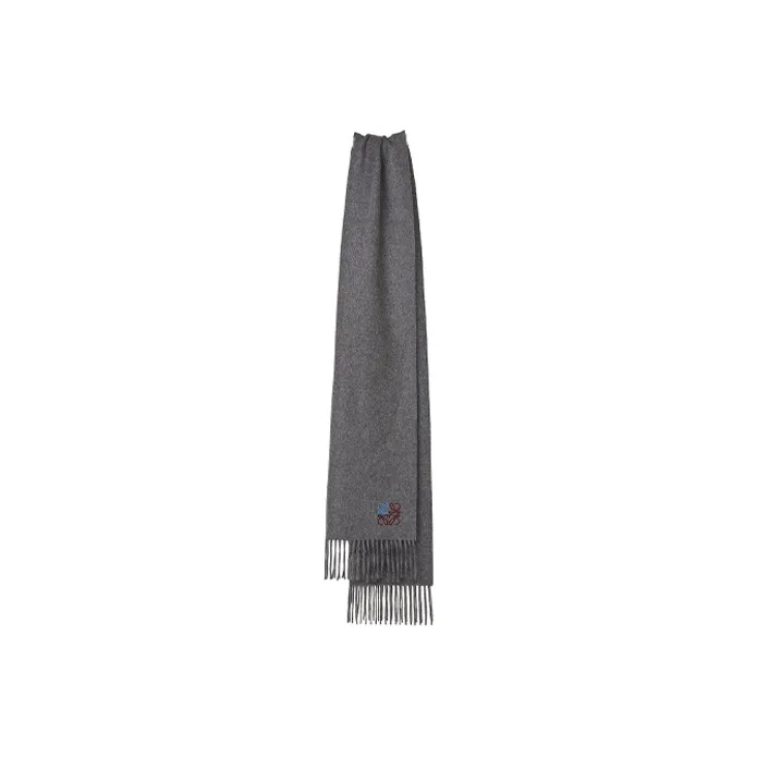 LOEWE Anagram Knit Scarves Unisex Gray-1