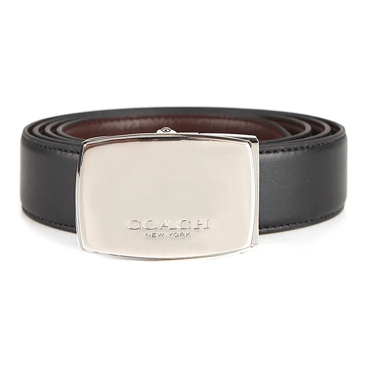 COACH Leather Leather Belts Men's Black/Brown Width 2.8cm-1