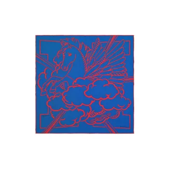 HERMES Royal Silk Scarves Women's Royal Blue/Red