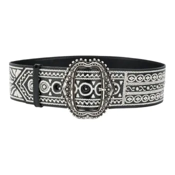 ETRO Leather Belts Unisex Black/White