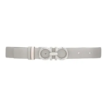 Ferragamo Gancini Leather Belts Women's Gray
