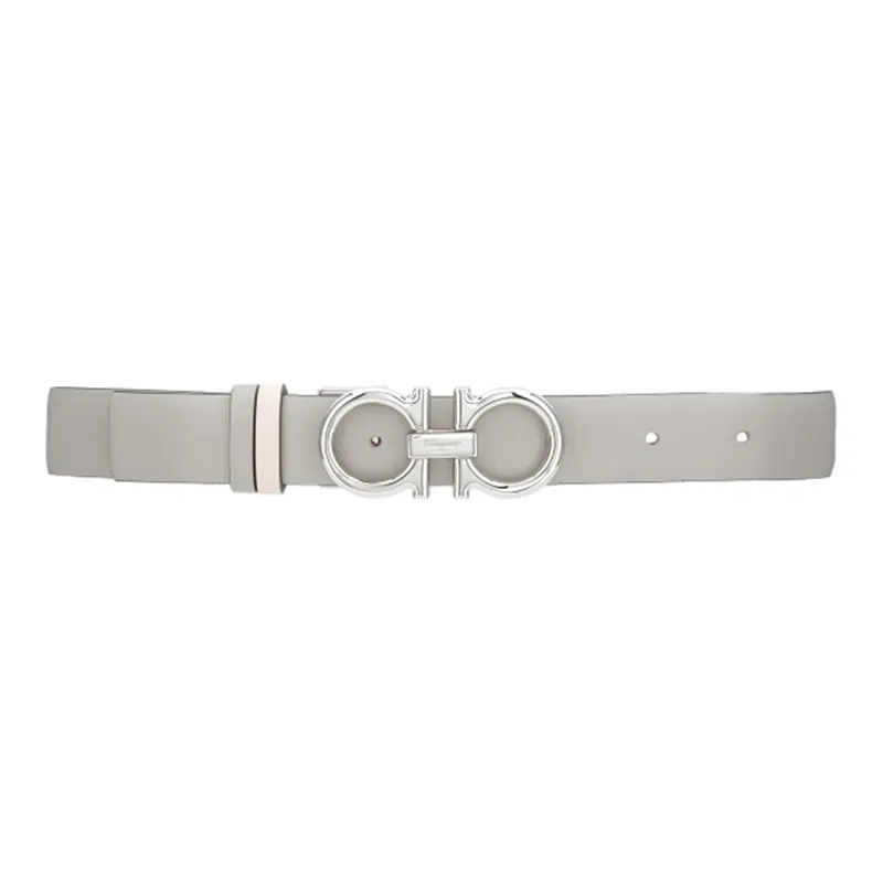 Ferragamo Gancini Leather Belts Women's Gray-0