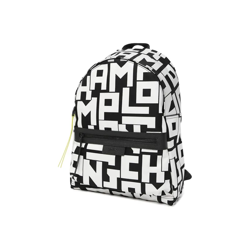 LONGCHAMP Polyamide Canvas Fabric Backpack Small Size Women's Black White Multicolor-1