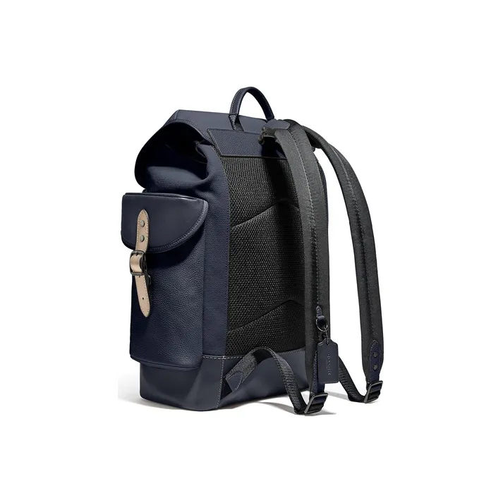COACH Hitch Canvas With Leather Travel Bag Backpack Large Size Men's Blue-1