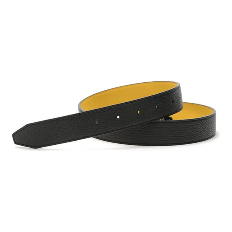 FENDI Leather Belts Men Black Yellow-4