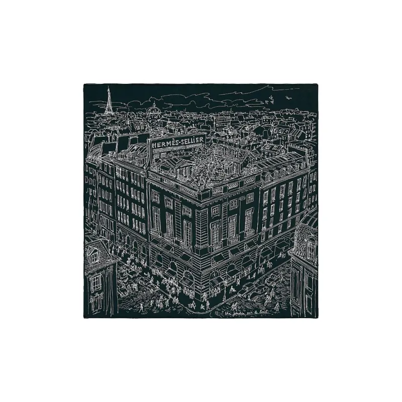 HERMES Roof Garden Silk Scarves Unisex-0